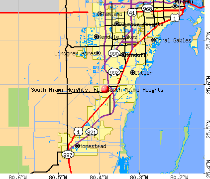 South Miami Heights, FL map