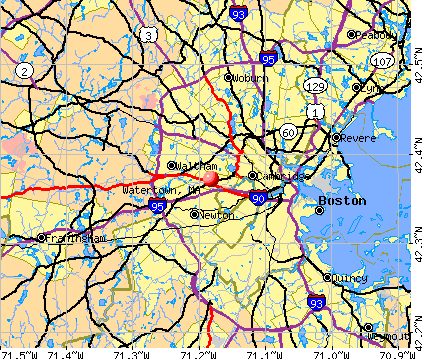 Watertown, MA map