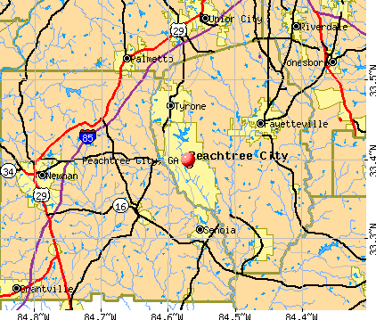Peachtree City, GA map