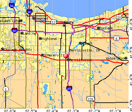 Merrillville, IN map