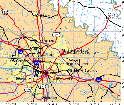 Mechanicsville, VA map