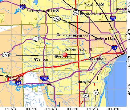 Garden City, MI map