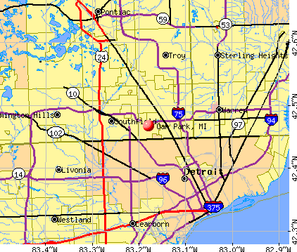 Oak Park, MI map