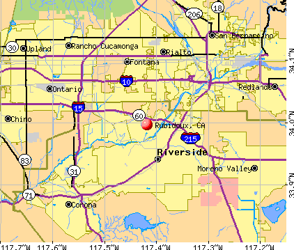 Rubidoux, CA map