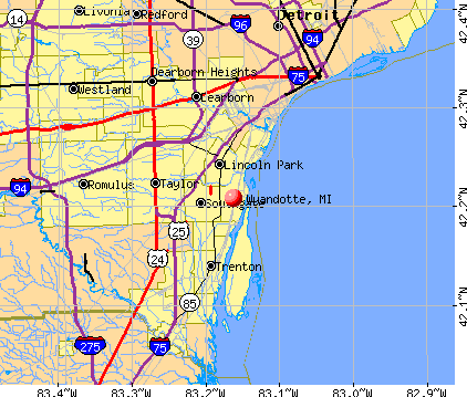 Wyandotte, MI map