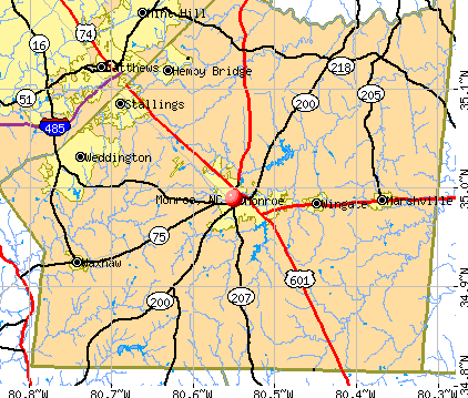 Monroe, NC map