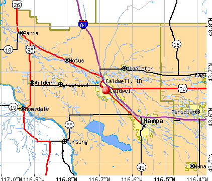 Caldwell, ID map