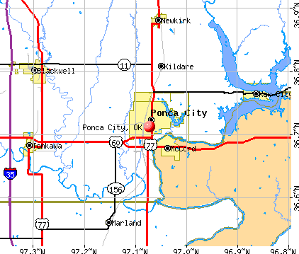 Ponca City, OK map