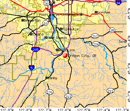 Oregon City, OR map