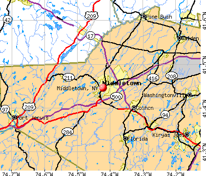 Middletown, NY map