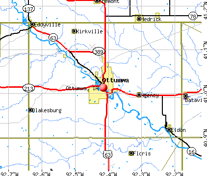 Ottumwa, IA map