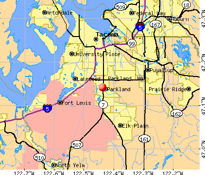 Parkland, WA map