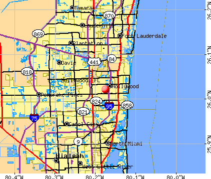 Hollywood, FL map