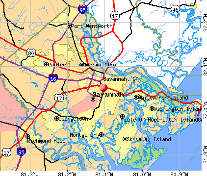 Savannah, GA map