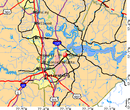 Hopewell, VA map
