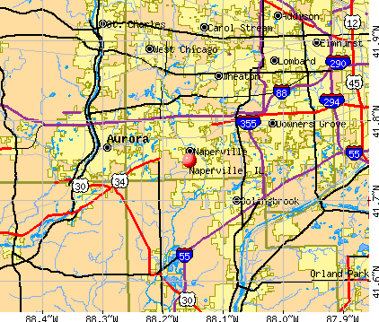 Naperville, IL map