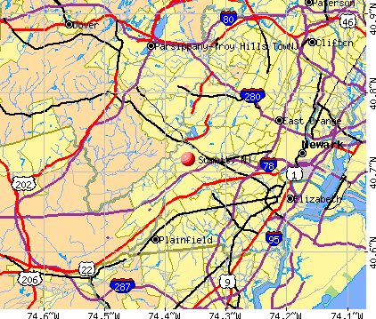Summit, NJ map