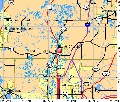 Land O' Lakes, FL map