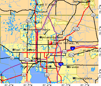 Temple Terrace, FL map