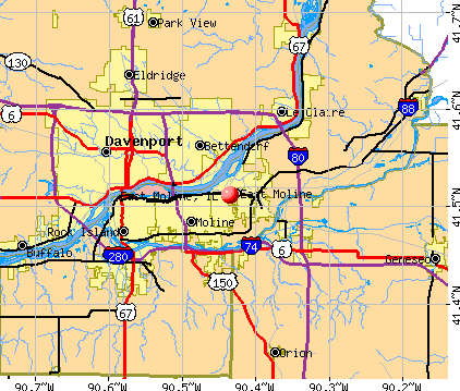 East Moline, IL map