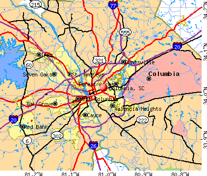 Columbia, SC map