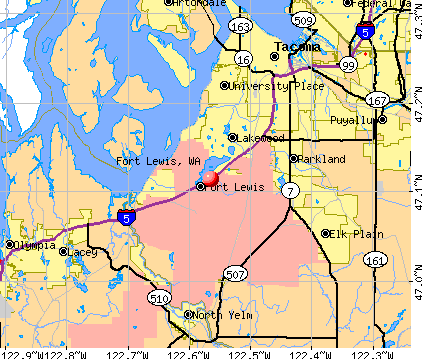 Fort Lewis, WA map