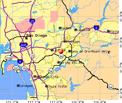 Casa de Oro-Mount Helix, CA map