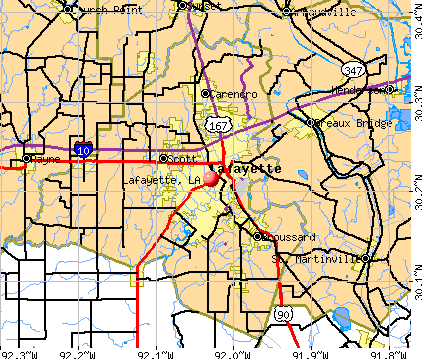 Lafayette, LA map