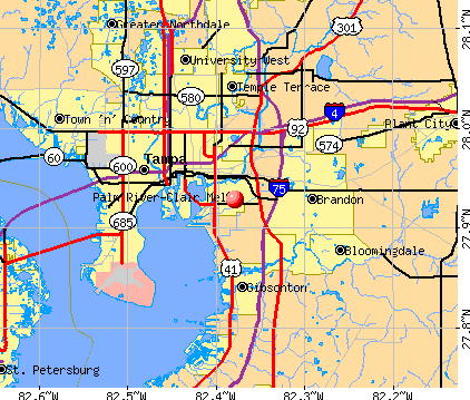 Palm River-Clair Mel, FL map