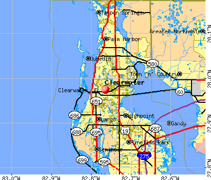 Clearwater, FL map