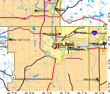 South Bend, IN map