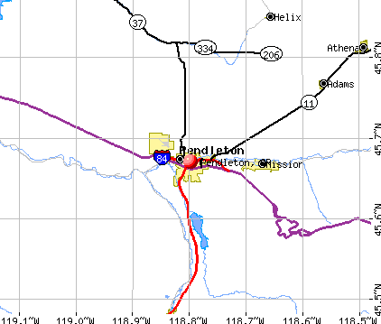 Pendleton, OR map