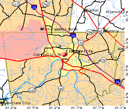 Clarksville, TN map