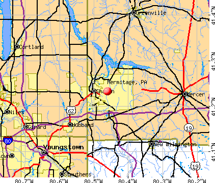 Hermitage, PA map