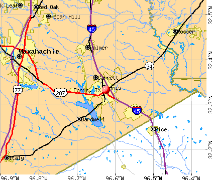 Ennis, TX map