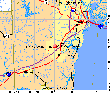 Tillmans Corner, AL map