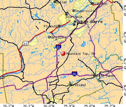 Mountain Top, PA map