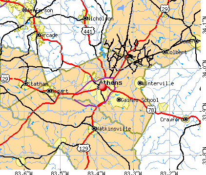 Athens-Clarke County, GA map