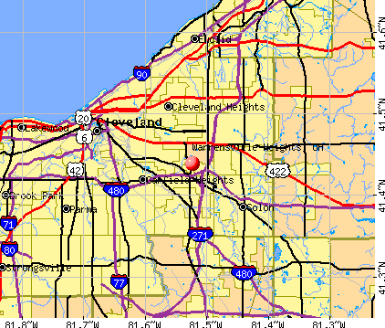 Warrensville Heights, OH map