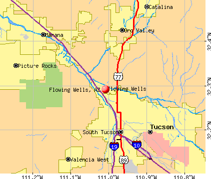 Flowing Wells, AZ map