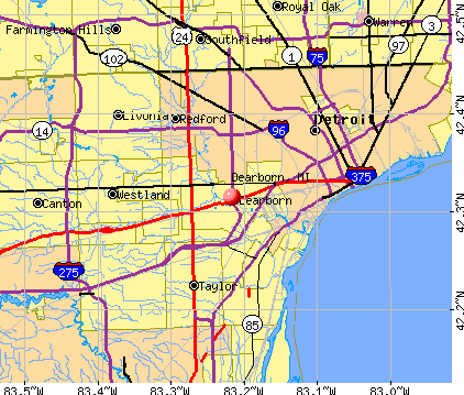 Dearborn, MI map