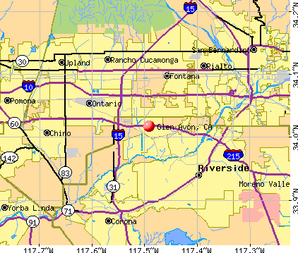 Glen Avon, CA map