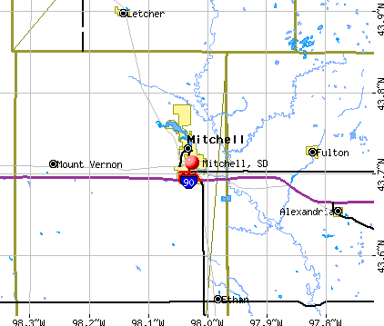 Mitchell, SD map