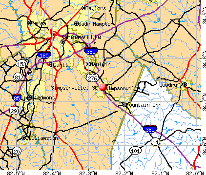Simpsonville, SC map