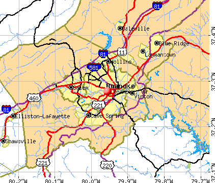 Roanoke, VA map