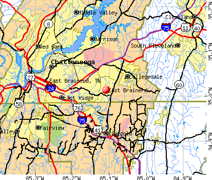 East Brainerd, TN map