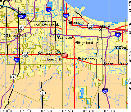 Dyer, IN map