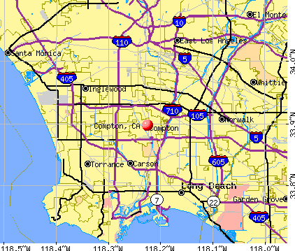 Compton, CA map