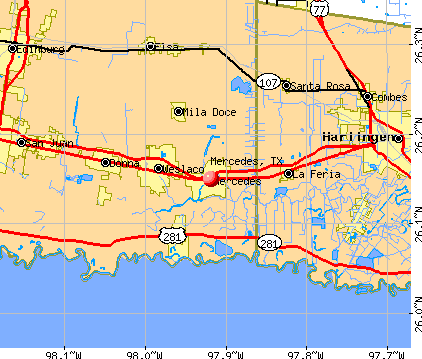 Mercedes, TX map