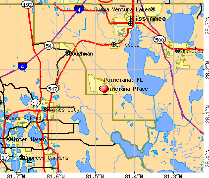 Poinciana, FL map